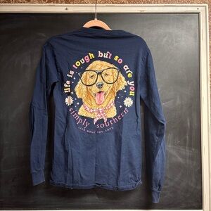 Simply Southern Blue Long Sleeve with Dog Graphic